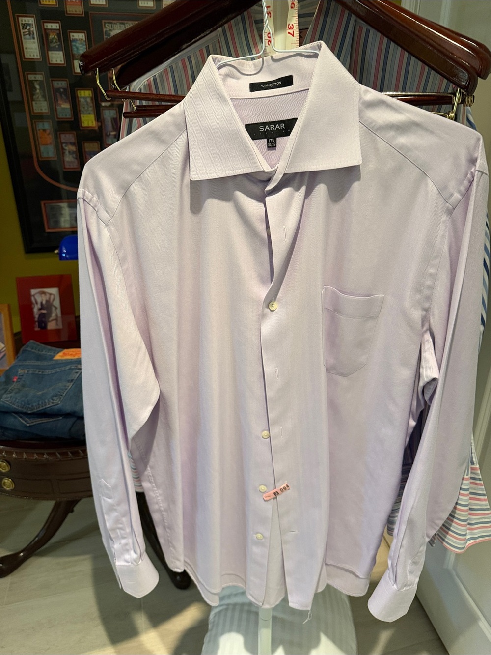 Sara Lavender Dress Shirt with Point Collar